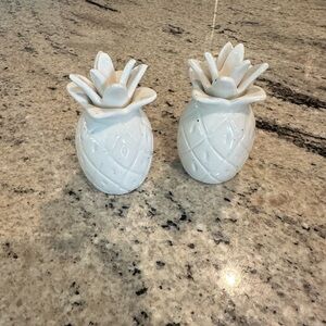 White Ceramic Pineapple Salt and Pepper Shakers